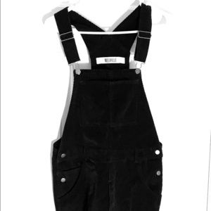 Brandy Melville Black Suede Overall Shorts